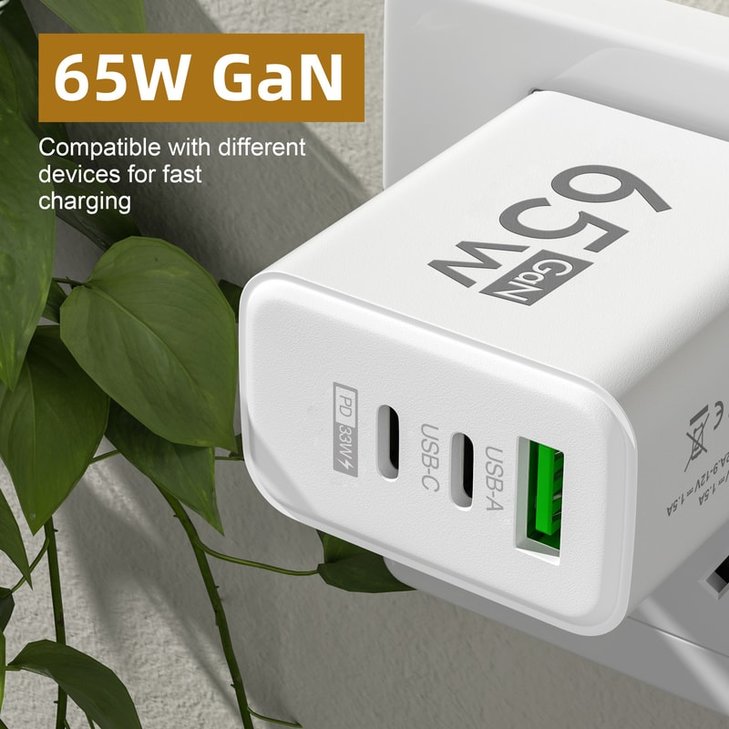 Type C Phone Adapter For IPhone Samsung Xiaomi GaN Charger Quick Charge Fast Wall Charger Ports 3