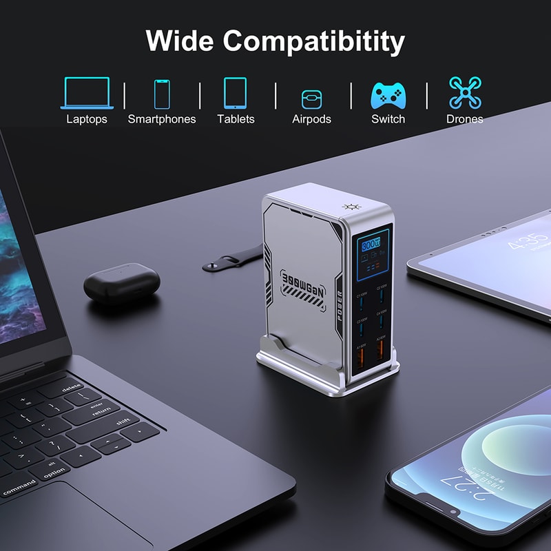 Digital Display Charger PPS PD USB Type Port Desktop Fast Charging Station For MacBook IPhone Samsu 5