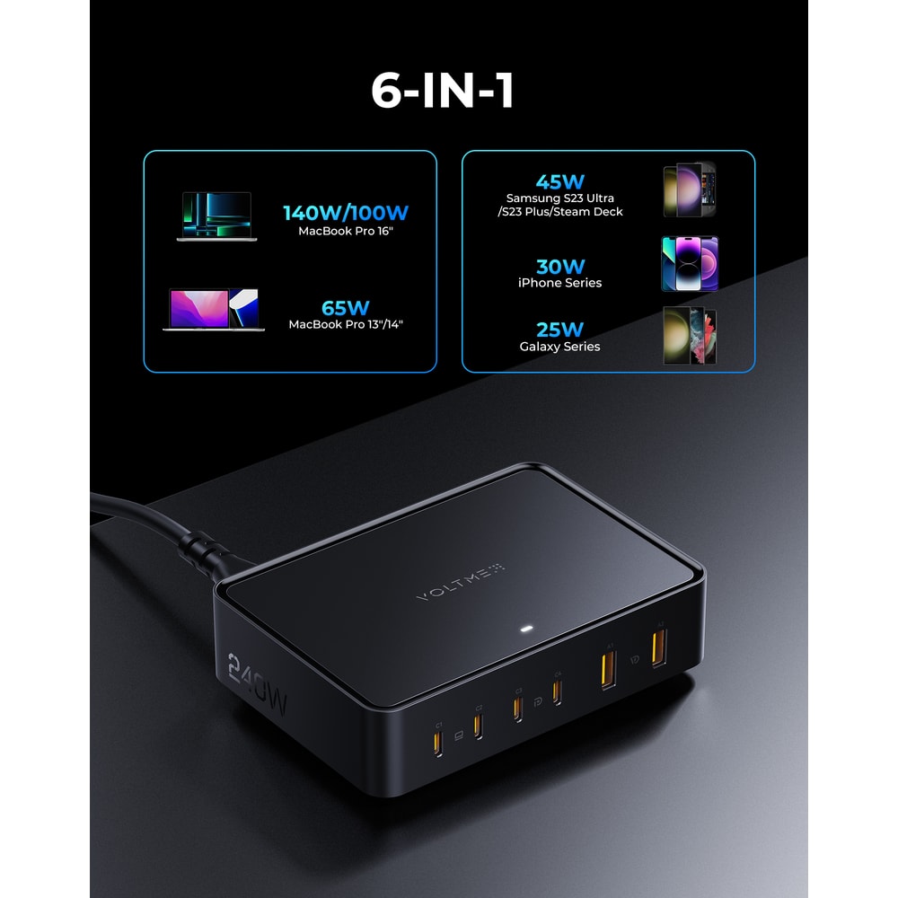 Wall Charger For MacBook Ports Desktop Fast Charging Station Multi Port USB PD Charger For Home And