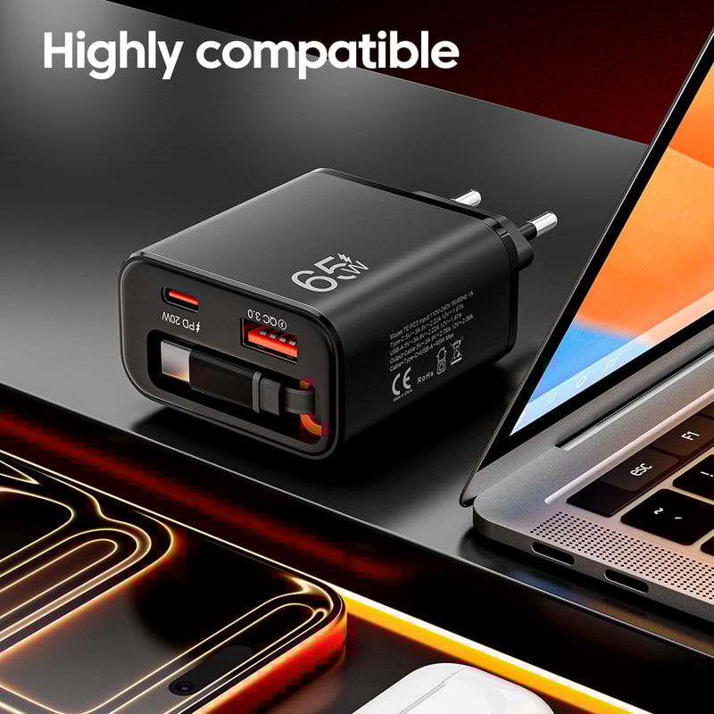 USB C Cable For Iphone Samsung USB Phone Charger With Retractable Works With POCO Xiaomi 5