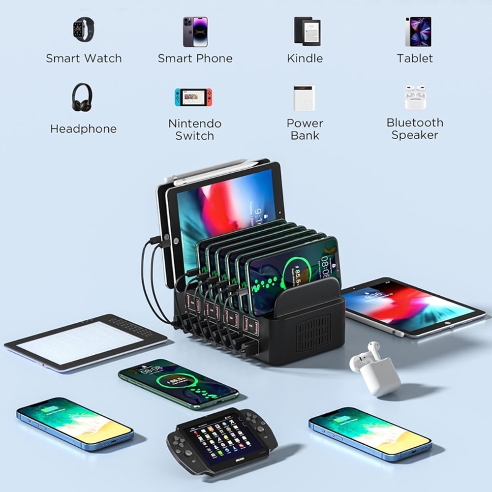 USB Charging Station Universal Multi USB Charger Port Tablet Stand For Ipad Iphone Pro Max Samsung 4