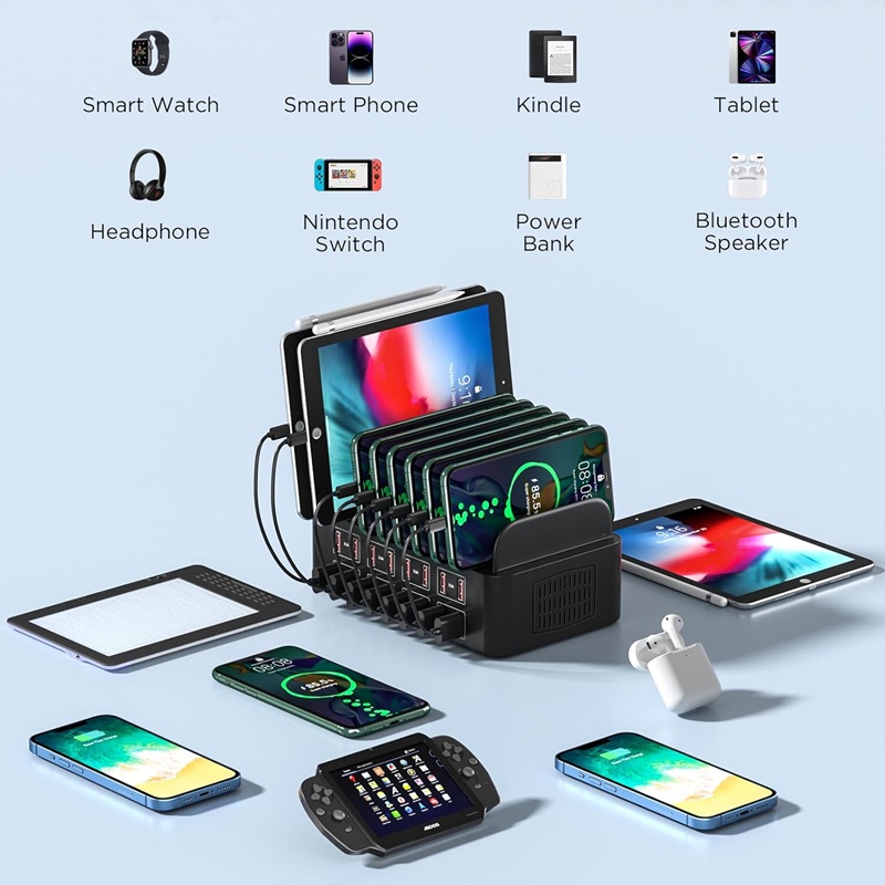 USB Charging Station Universal Multi USB Charger Port Tablet Stand For Ipad Iphone Pro Max Samsung 4