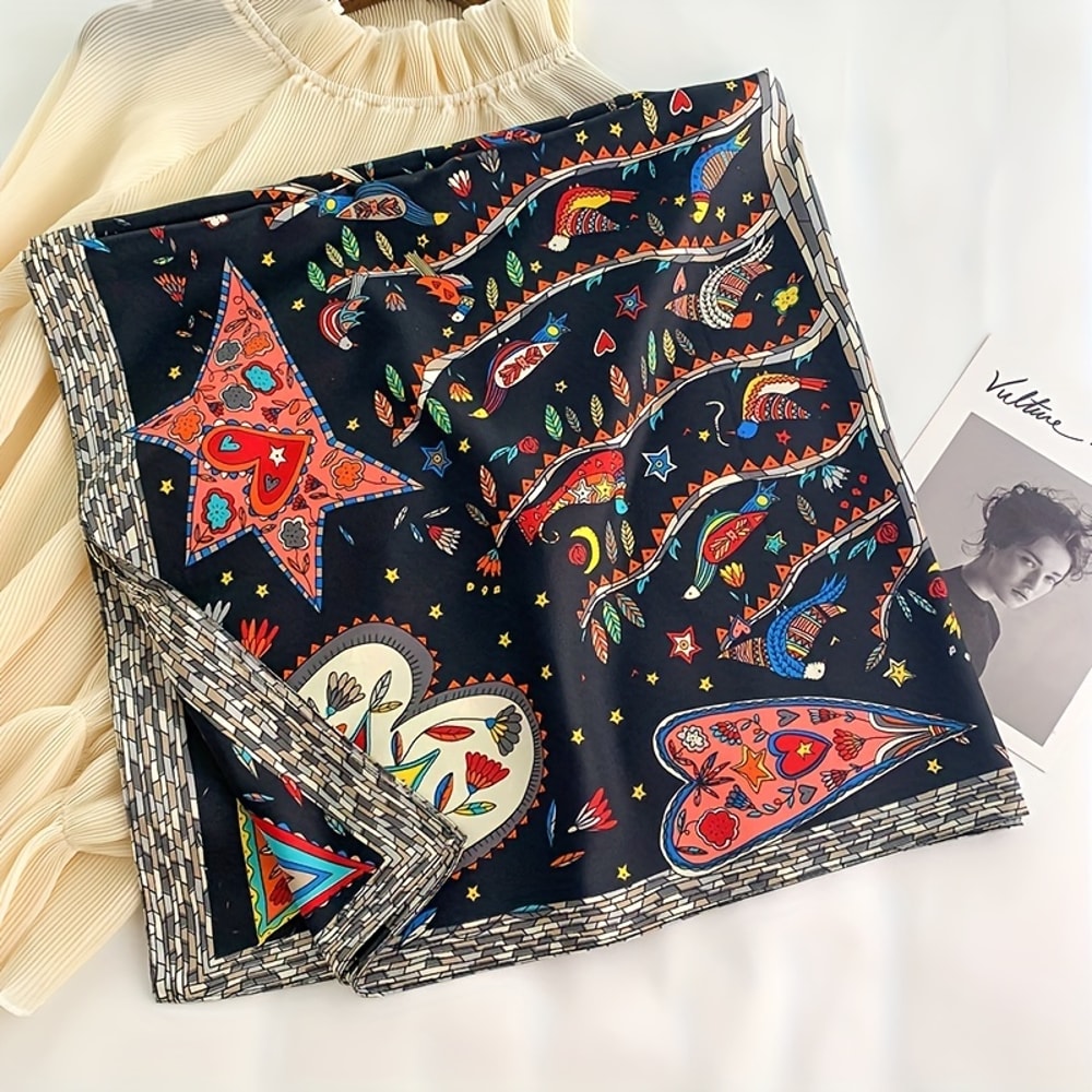 Elegant Twill Silk Feeling Shawls And Wraps Luxury Hair Scarves Tree Print Bandana Hijab Pashmina 0