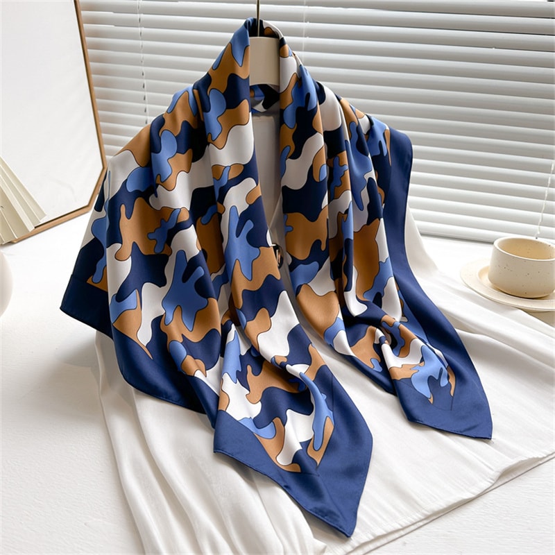 Elegant Twill Silk Feeling Shawls And Wraps Luxury Hair Scarves Tree Print Bandana Hijab Pashmina 11