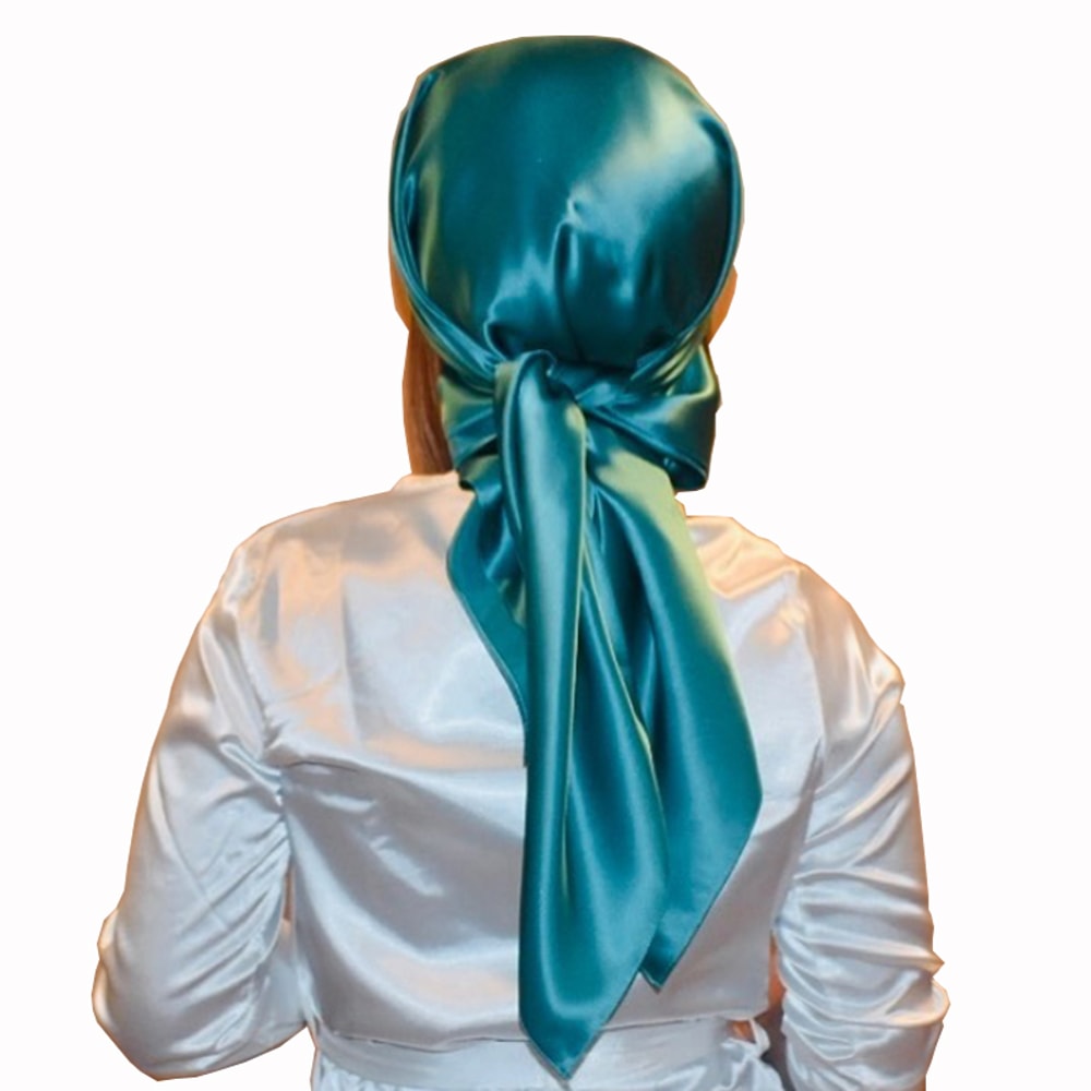 Square Satin Hijab Scarf for Women, Plain Handkerchief Shawls Wraps Head Scarf Islamic Bandanna