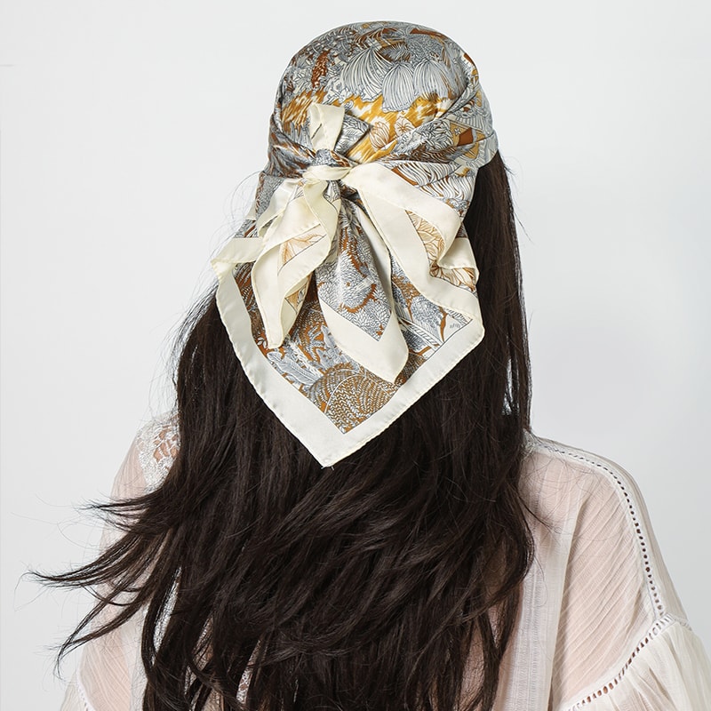 Elegant Simulation Silk Square Scarves Women, Soft Satin Scarf Wrap, Versatile Bandana Hijab for Daily Wear