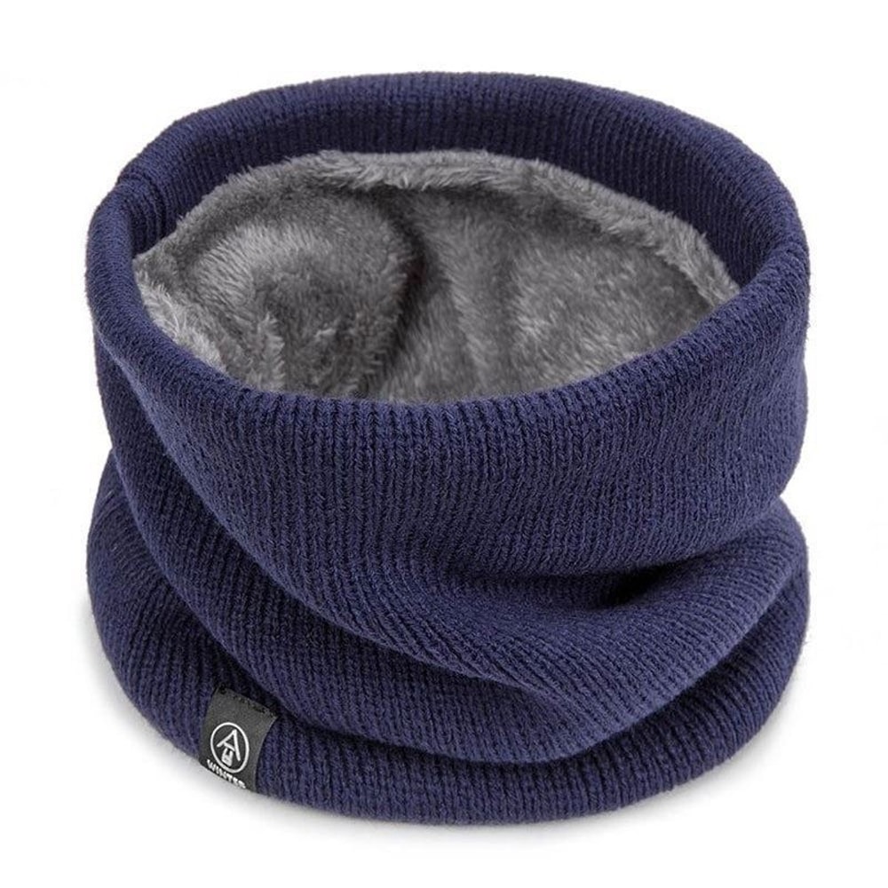 Men Plush Neck Scarf, Winter Warm Knitted Full Mask, Solid Color Cashmere Scarves