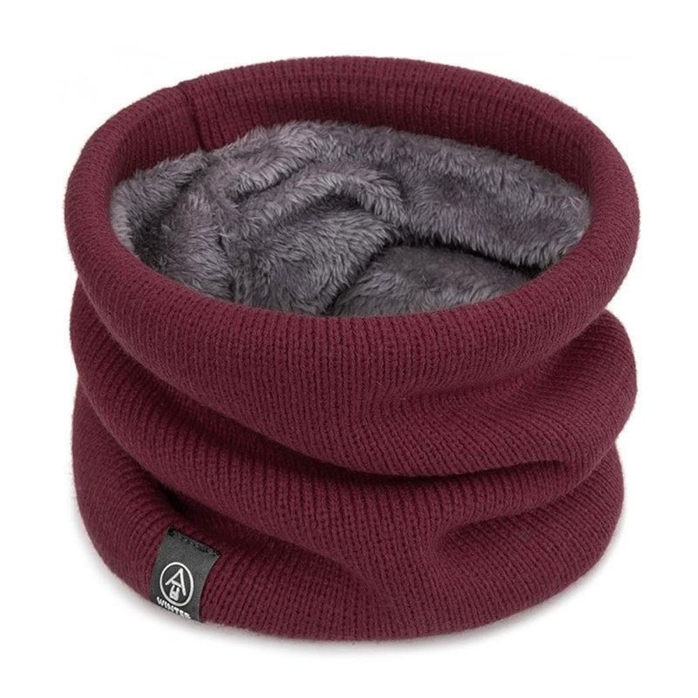 Men Plush Neck Scarf, Winter Warm Knitted Full Mask, Solid Color Cashmere Scarves