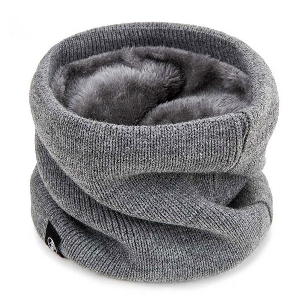 Men Plush Neck Scarf, Winter Warm Knitted Full Mask, Solid Color Cashmere Scarves