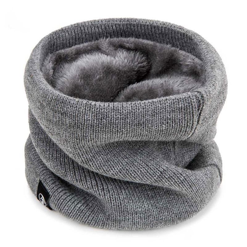 Men Plush Neck Scarf, Winter Warm Knitted Full Mask, Solid Color Cashmere Scarves