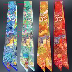 luxury silk scarf, fashion hair headband, flowers women scarf