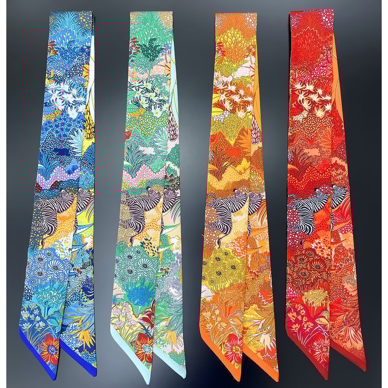 Luxury Silk Scarf Fashion Hair Headband Flowers Women Scarf 0