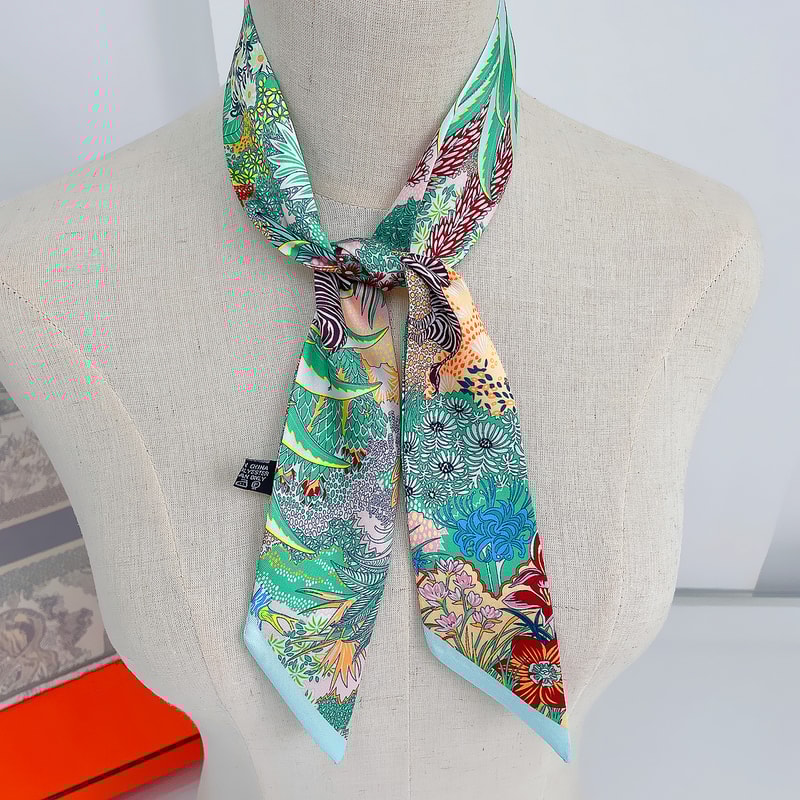 Luxury Silk Scarf Fashion Hair Headband Flowers Women Scarf 2