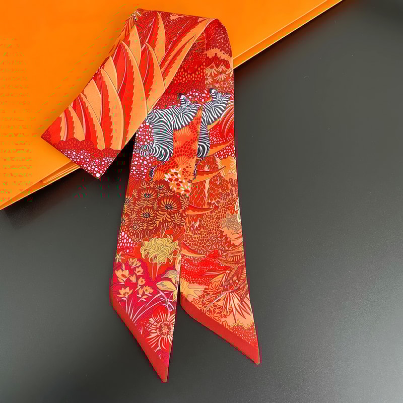 Luxury Silk Scarf Fashion Hair Headband Flowers Women Scarf 11