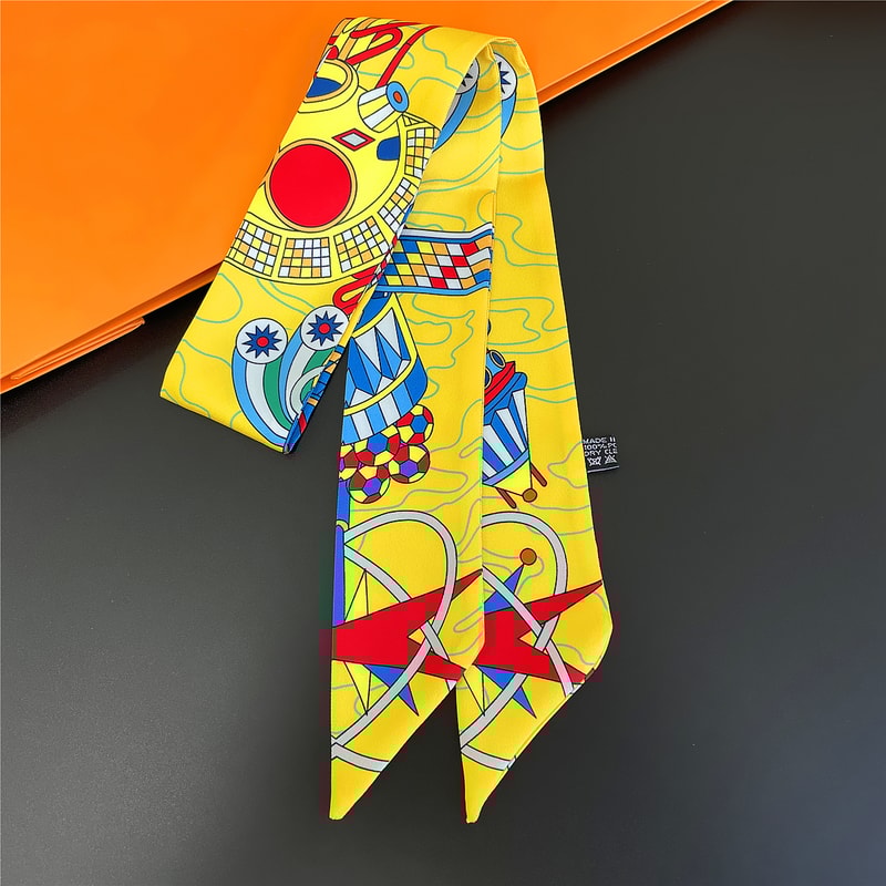 Luxury Silk Scarf Fashion Hair Headband Flowers Women Scarf 12
