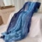 Korean Trendy Hemp Gradient Blue Shawl, Soft Autumn Winter Fashion, Versatile Folded Long Women Printed DIY Scarf