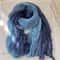 Korean Trendy Hemp Gradient Blue Shawl, Soft Autumn Winter Fashion, Versatile Folded Long Women Printed DIY Scarf