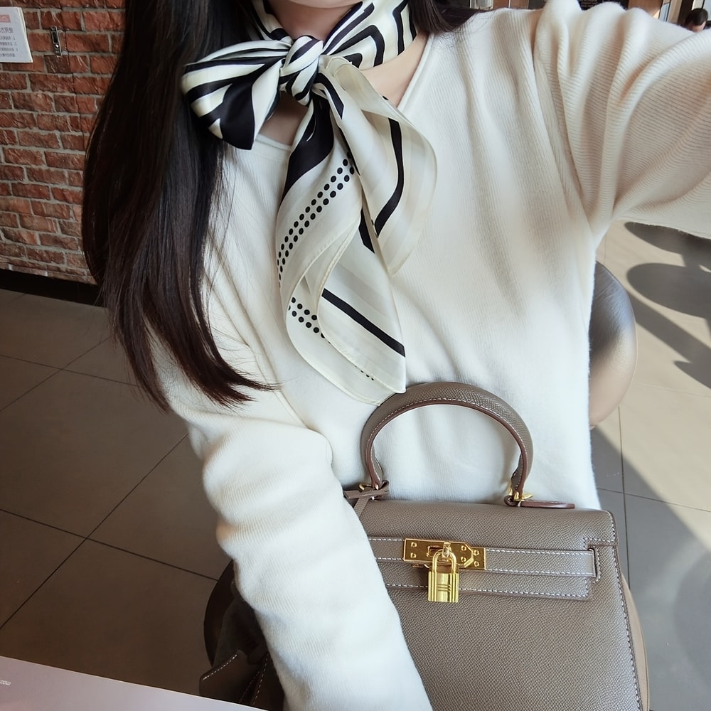 Style All Seasons Scarf Simple Chic Faux Silk Shawl Large Square Decorative Wrap 2