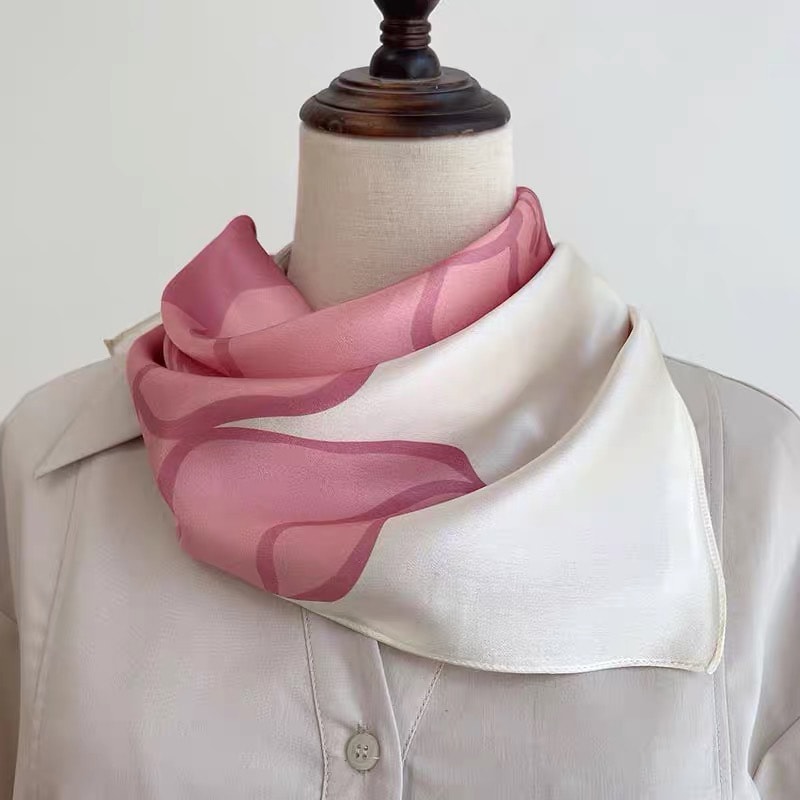 Simulated Silk Floral Scarf for Women, Fresh and Elegant Square Headwear for Clothing and Bags