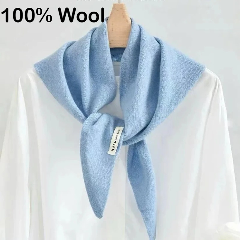 Decorative Small Scarf Wool Knitted Triangle Shawl For Womens Autumn Winter Neck Warmth 1