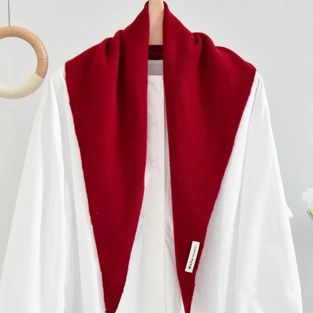 Decorative Small Scarf Wool Knitted Triangle Shawl For Womens Autumn Winter Neck Warmth 3