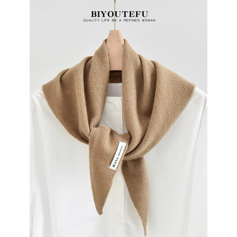Decorative Small Scarf Wool Knitted Triangle Shawl For Womens Autumn Winter Neck Warmth 10