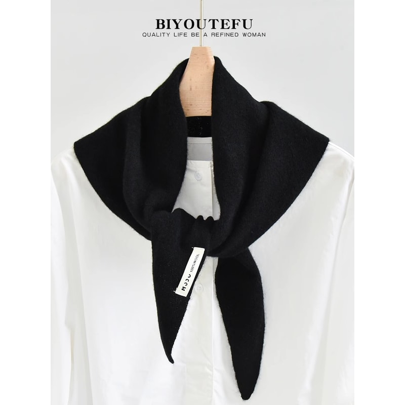 Decorative Small Scarf Wool Knitted Triangle Shawl For Womens Autumn Winter Neck Warmth 15