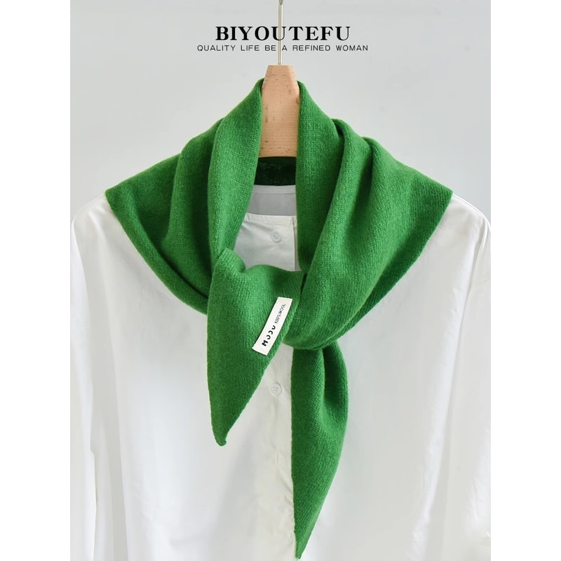 Decorative Small Scarf Wool Knitted Triangle Shawl For Womens Autumn Winter Neck Warmth 13