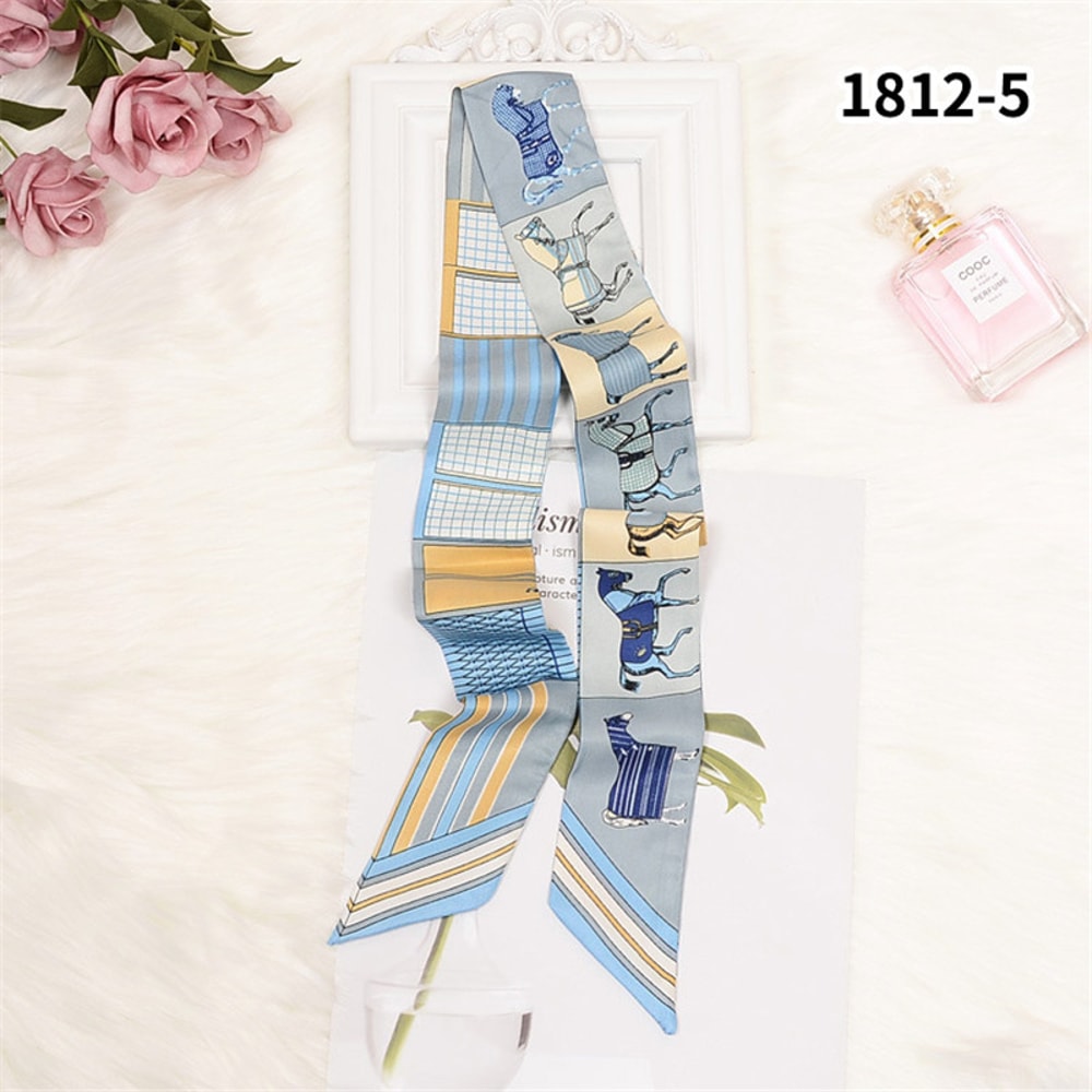 Luxury Brand Foulard Women Tie Fashion Head Scarves Small Skinny Silk Scarf 3