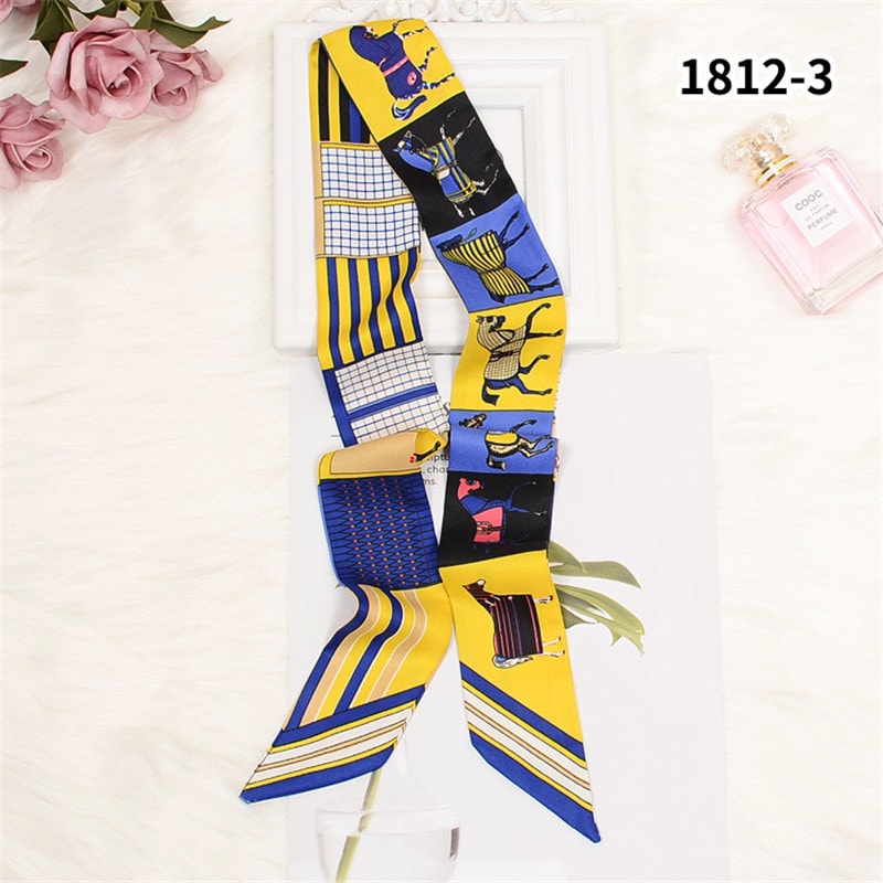 Luxury Brand Foulard Women Tie Fashion Head Scarves Small Skinny Silk Scarf 6