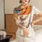 Women Windproof Outdoor Head Wrap, Luxury Horse Print Square Scarf, Vintage Imitation Silk Shawl