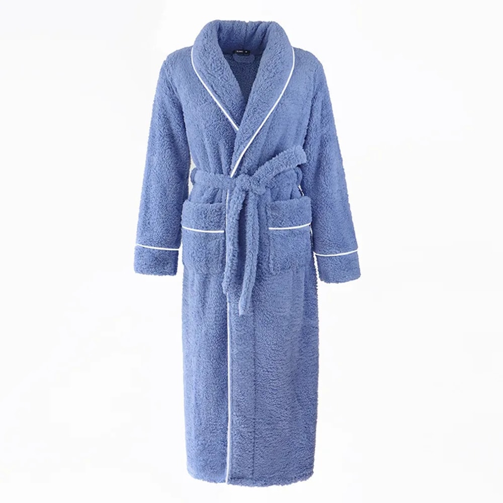 Mens Large Size Light Luxury Cotton Robe Winter New Thick Comfortable Couple Bathrobe Womens Extend 4