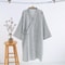 Men's Hooded Cotton Gauze Robe, Thin Yukata Kimono Pajamas, V-Neck Cotton Bathrobe