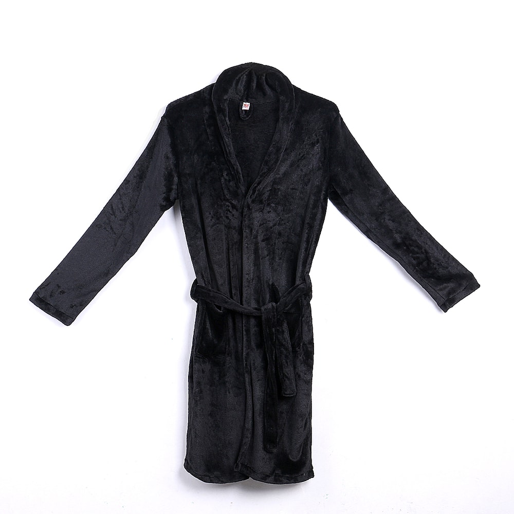 Men Winter Robes, Warm Plush Shawl Bathrobe, Lengthened Home Sleepwear Coat