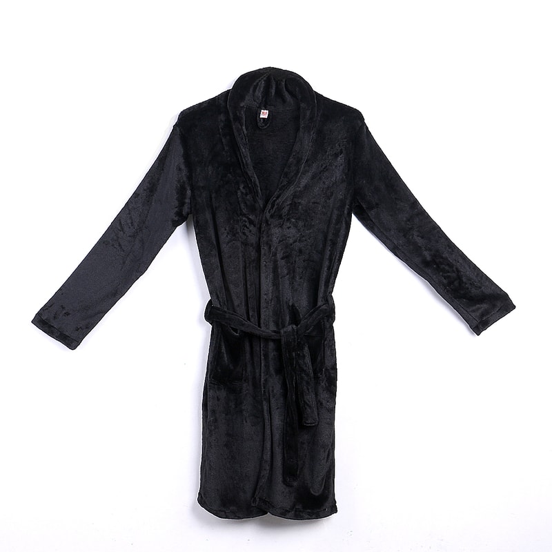 Men Winter Robes, Warm Plush Shawl Bathrobe, Lengthened Home Sleepwear Coat