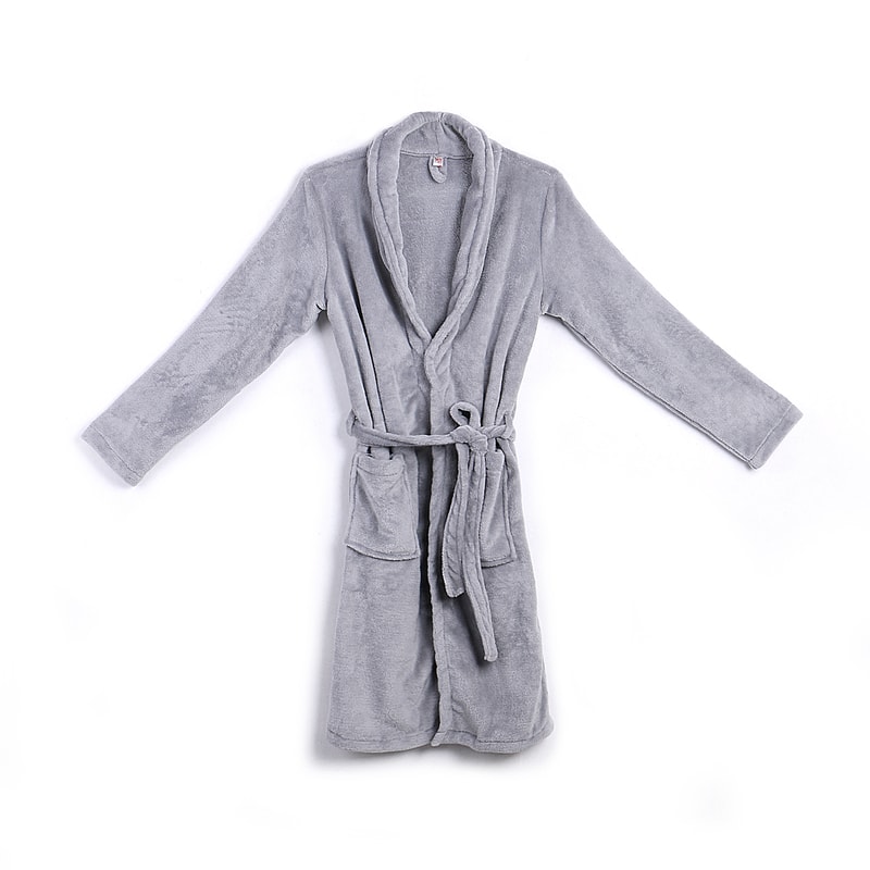Men Winter Robes, Warm Plush Shawl Bathrobe, Lengthened Home Sleepwear Coat