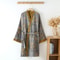 Jacquard Thin Printed Robes with Belt for Men, Medium Length Summer Pajamas, Breathable Bathrobe