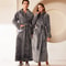 Men's Kimono Bathrobe Gown, Coral Fleece Sleepwear, Thicken Warm Flannel Couple's Long Robe for Home Lounge Wear