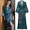 Sexy Print Flower Kimono Bathrobe Gown, New Spring Summer Female Long Robe Nightgown, Casual Silk Satin Home Dress Loung