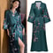 Sexy Print Flower Kimono Bathrobe Gown, New Spring Summer Female Long Robe Nightgown, Casual Silk Satin Home Dress Loung