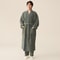 Autumn Winter Couple Bathrobe Set, Coral Velvet Thickened Flannel Pajamas for Men and Women, Striped Lengthed Home Cloth