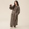 Autumn Winter Couple Bathrobe Set, Coral Velvet Thickened Flannel Pajamas for Men and Women, Striped Lengthed Home Cloth