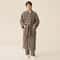 Autumn Winter Couple Bathrobe Set, Coral Velvet Thickened Flannel Pajamas for Men and Women, Striped Lengthed Home Cloth