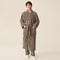 Autumn Winter Couple Bathrobe Set, Coral Velvet Thickened Flannel Pajamas for Men and Women, Striped Lengthed Home Cloth