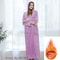 Women Extra Long Winter Coral Fleece Bathrobe, Hooded Cozy Kimono Nightgown Peignoir