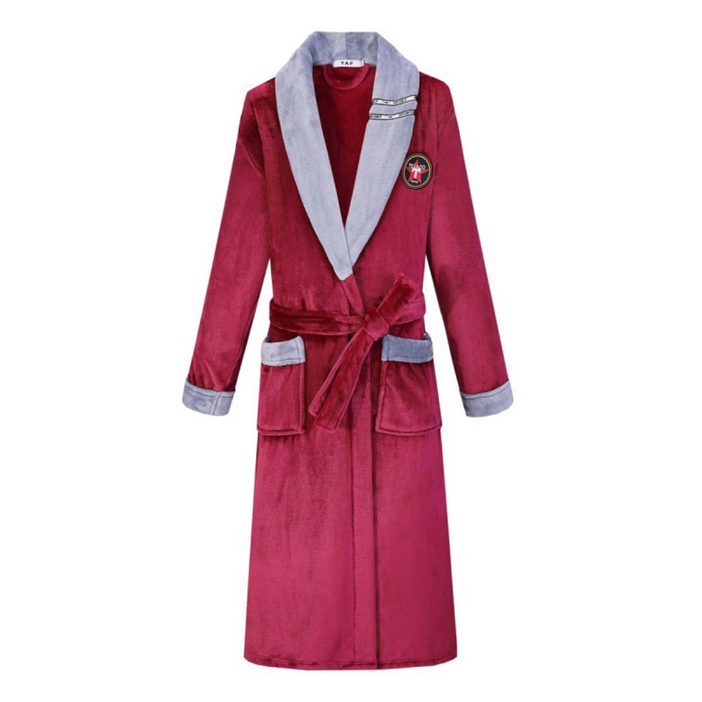 Women Extra Long Winter Coral Fleece Bathrobe, Hooded Cozy Kimono Nightgown Peignoir