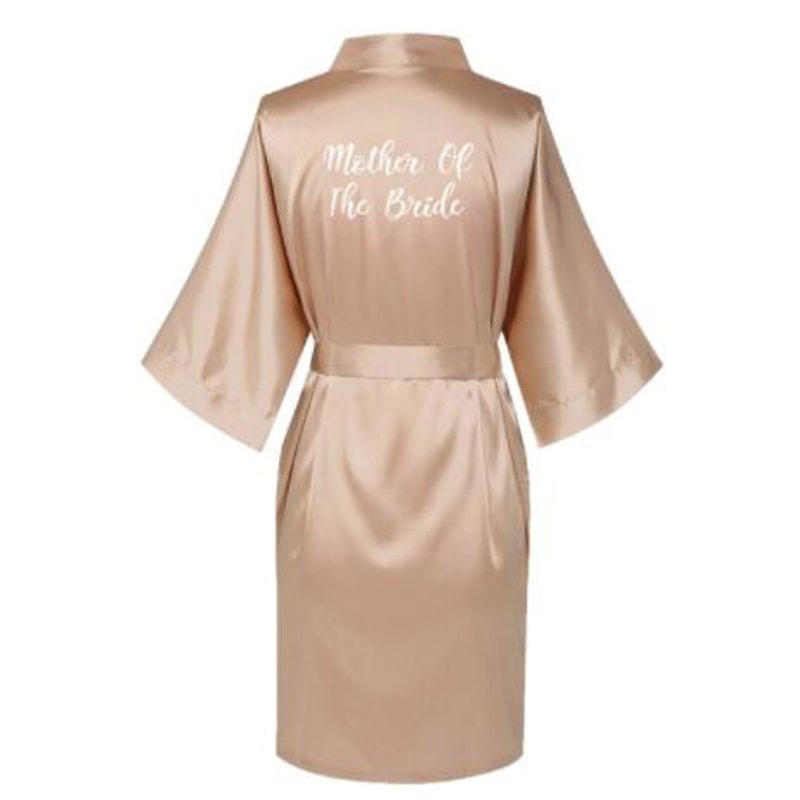 Plus Size Satin Silk Wedding Bathrobe, Bridesmaid Gown, Rose Gold Sleepwear for Maid of Honor