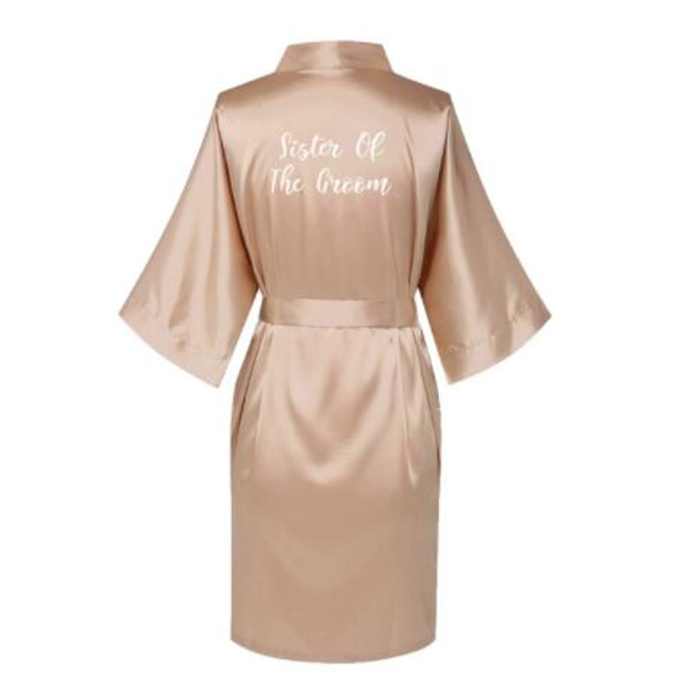 Plus Size Satin Silk Wedding Bathrobe, Bridesmaid Gown, Rose Gold Sleepwear for Maid of Honor