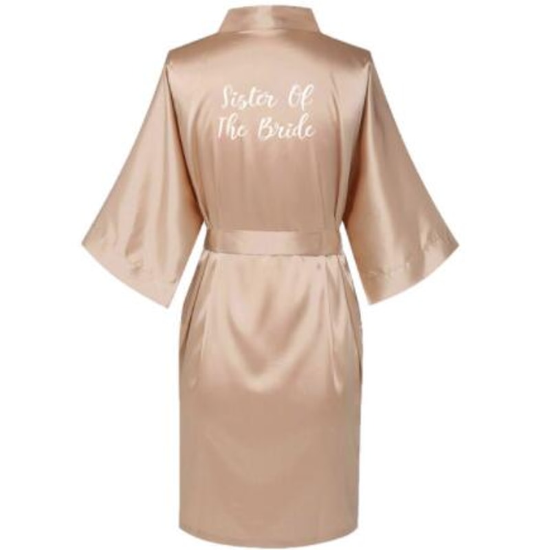 Plus Size Satin Silk Wedding Bathrobe, Bridesmaid Gown, Rose Gold Sleepwear for Maid of Honor
