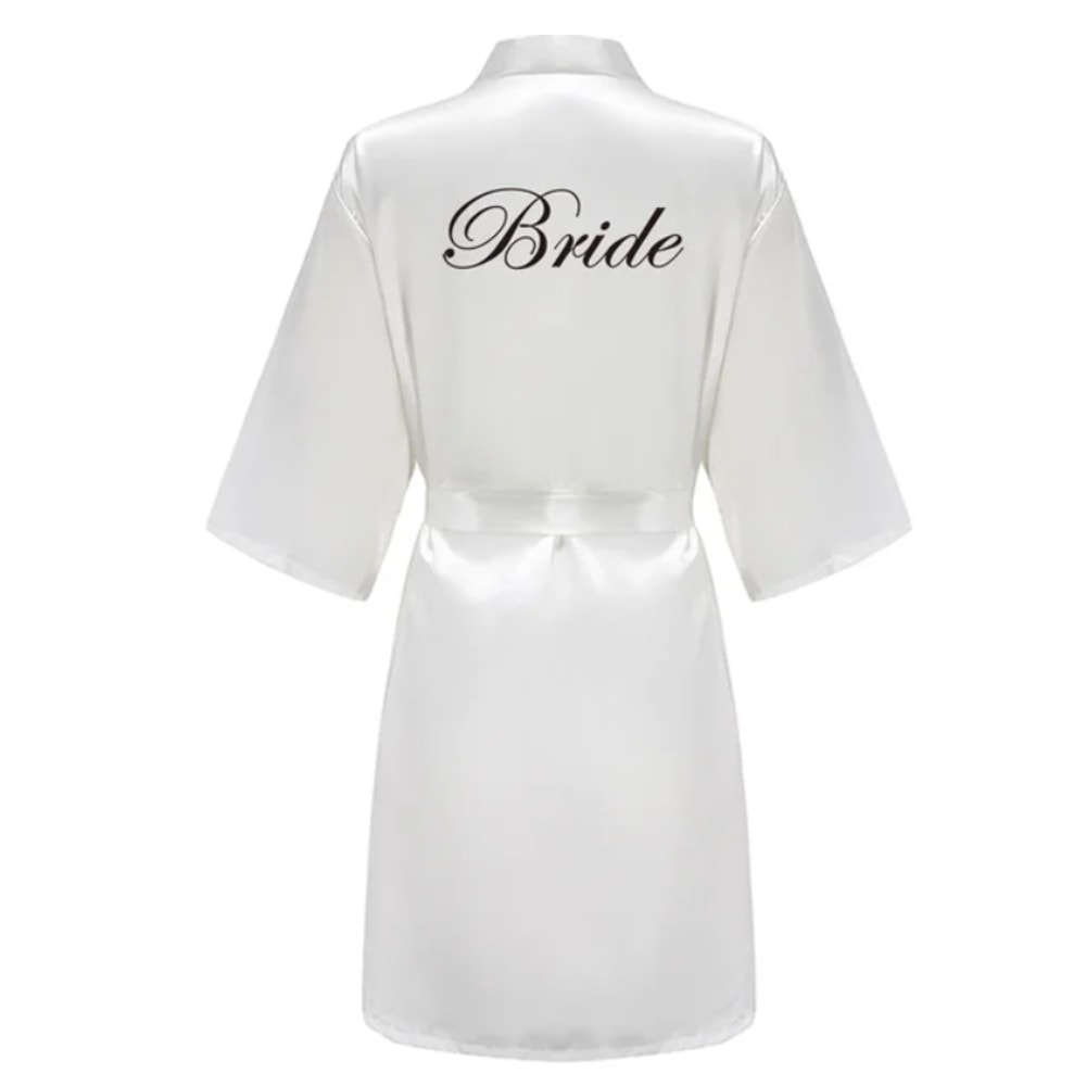 Plus Size Satin Silk Wedding Bathrobe, Bridesmaid Gown, Rose Gold Sleepwear for Maid of Honor